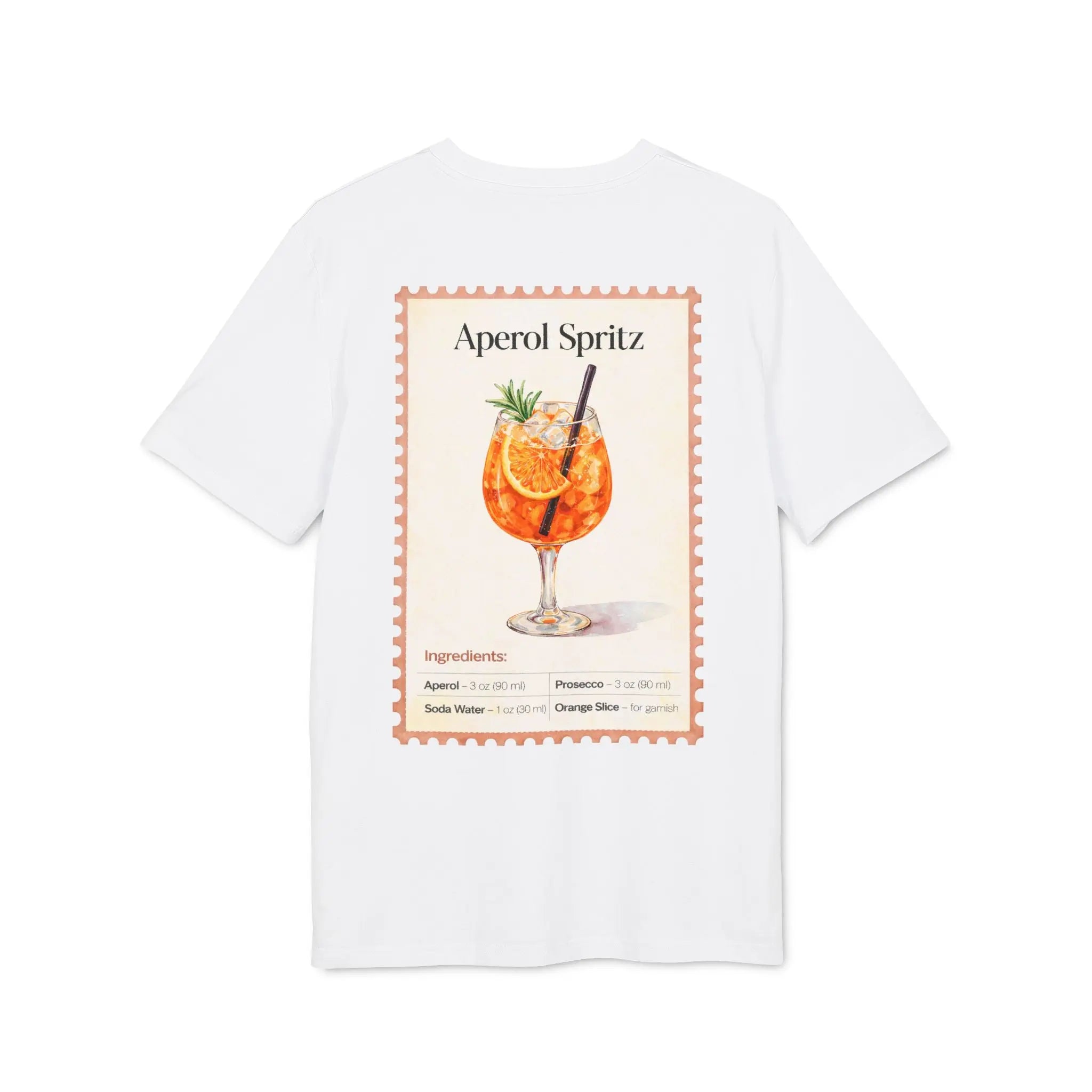 t-shirt blanc imprimé cocktail Aperol Spritz style aquarelle
